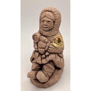 Vintage Spirit of Alaska Earthquake Clay Sculpture Figurine Mother And Child